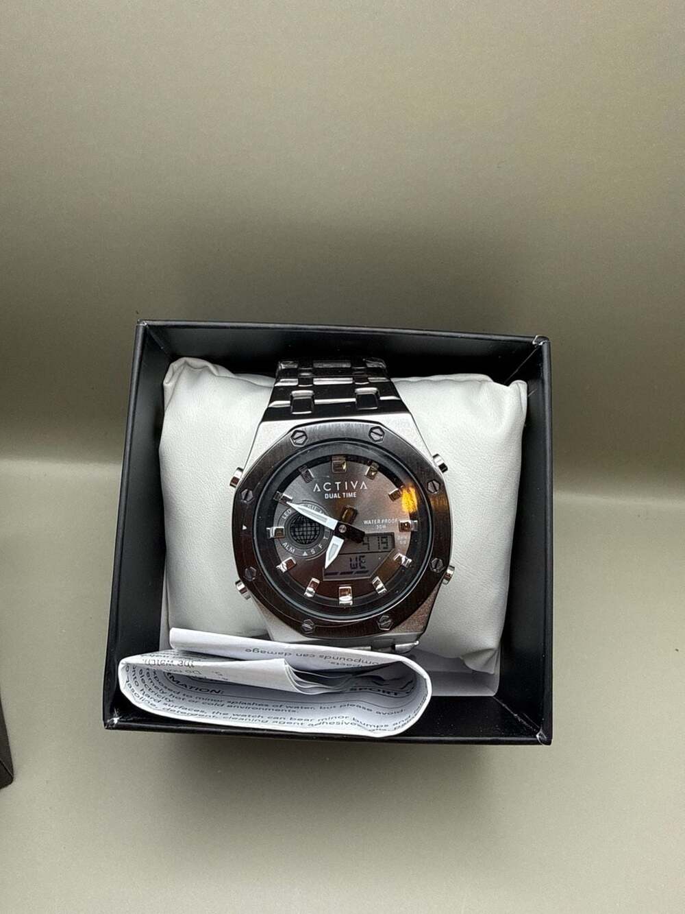 Activa Dual Time Analog-Digital Stainless Steel Watch ACWM303-005